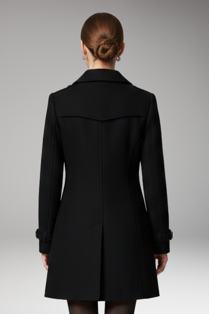Women's Coat with Two-Row Front Closure and Notched Collar