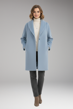 Women's Coat with Wide Collar and Long Sleeves