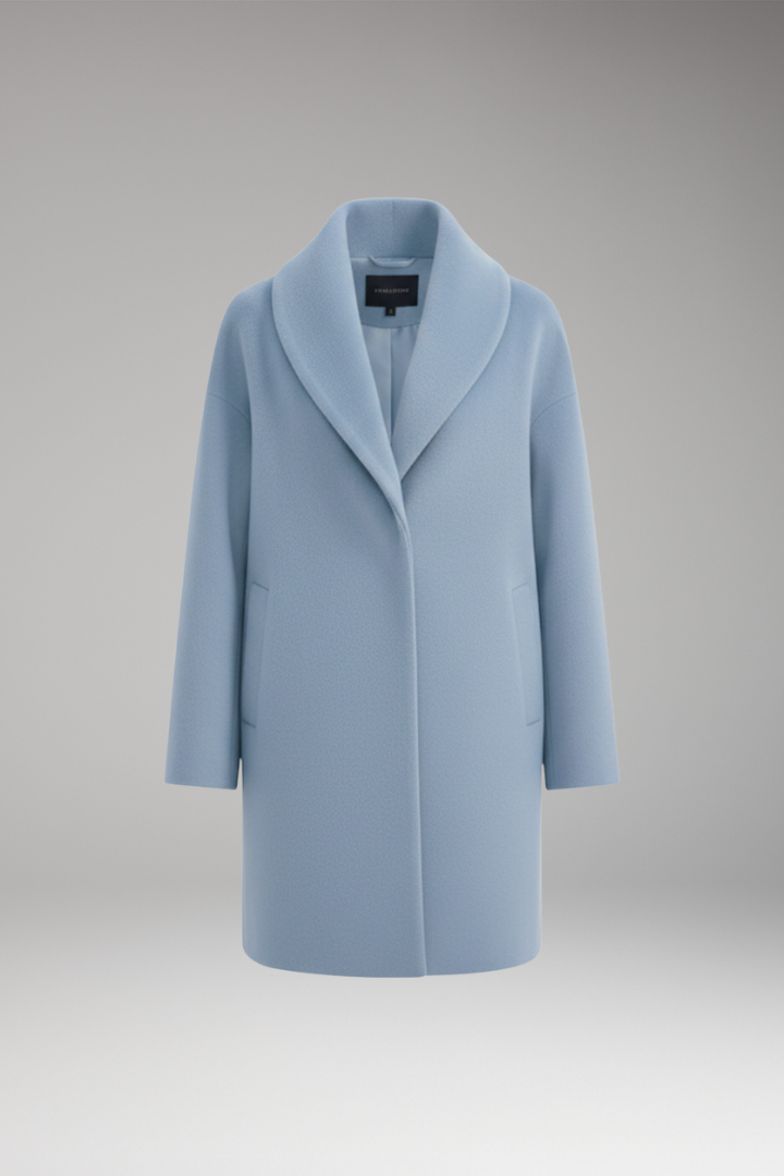 Women's Coat with Wide Collar and Long Sleeves