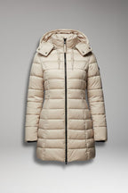 Women's Down Jacket with Hood and Zip Closure