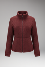Women's Fleece Jacket with Stand-Up Collar and Zipper Closure