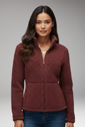 Women's Fleece Jacket with Stand-Up Collar and Zipper Closure