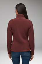 Women's Fleece Jacket with Stand-Up Collar and Zipper Closure