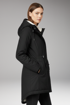Women's Hooded Coat with Zip Closure and Side Pockets
