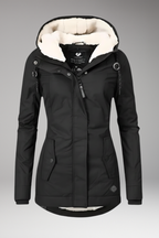 Women's Hooded Coat with Zip Closure and Side Pockets
