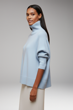 Women's Turtleneck Sweater with Dolman Sleeves and Ribbed Hem