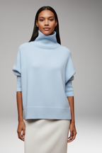 Women's Turtleneck Sweater with Dolman Sleeves and Ribbed Hem