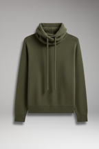 Women's Hooded Sweatshirt with High Neck and Drawstring