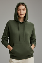 Women's Hooded Sweatshirt with High Neck and Drawstring