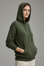Women's Hooded Sweatshirt with High Neck and Drawstring