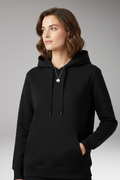Women's Hoodie with Adjustable Hood and Ribbed Edges