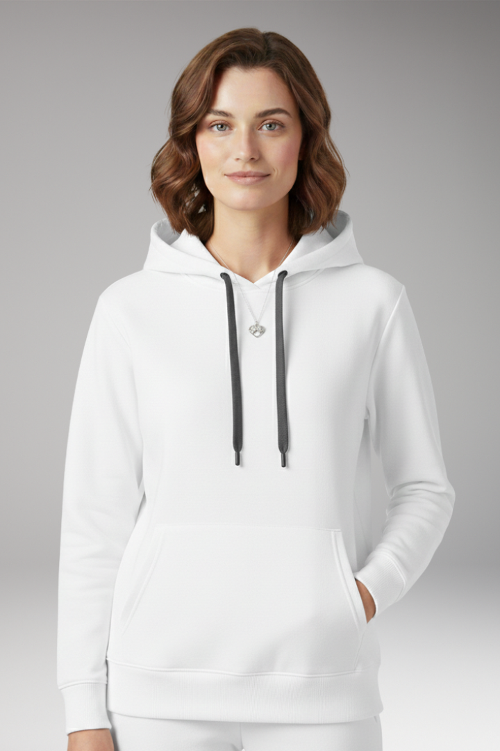 Women's Hoodie with Adjustable Hood and Ribbed Edges
