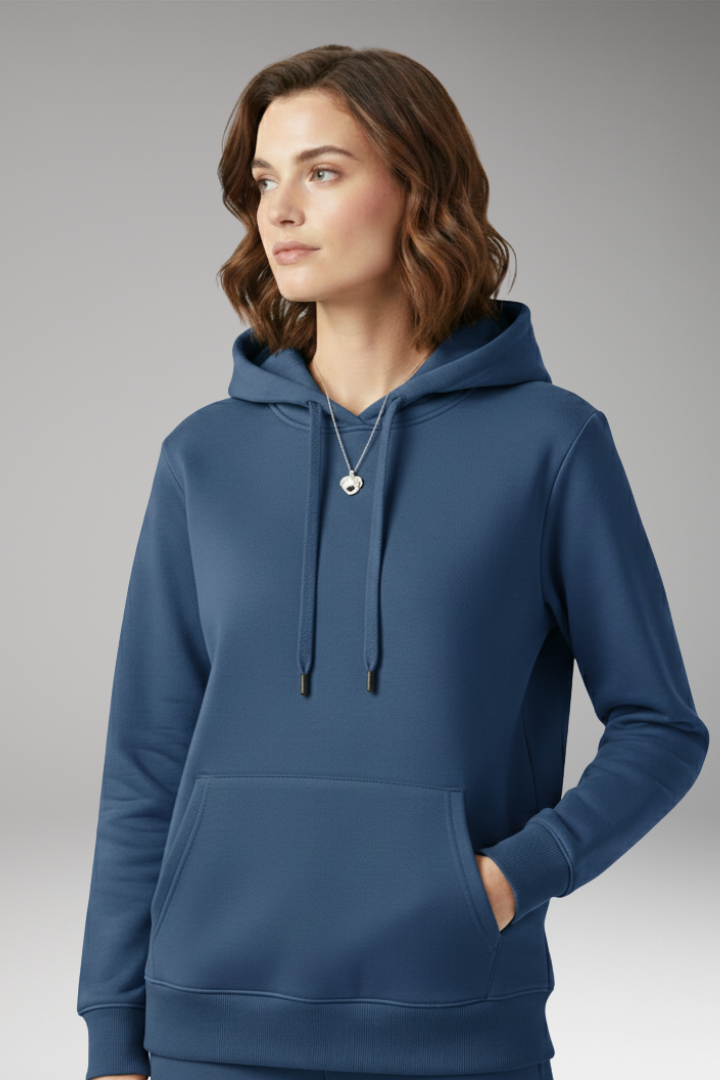 Women's Hoodie with Adjustable Hood and Ribbed Edges