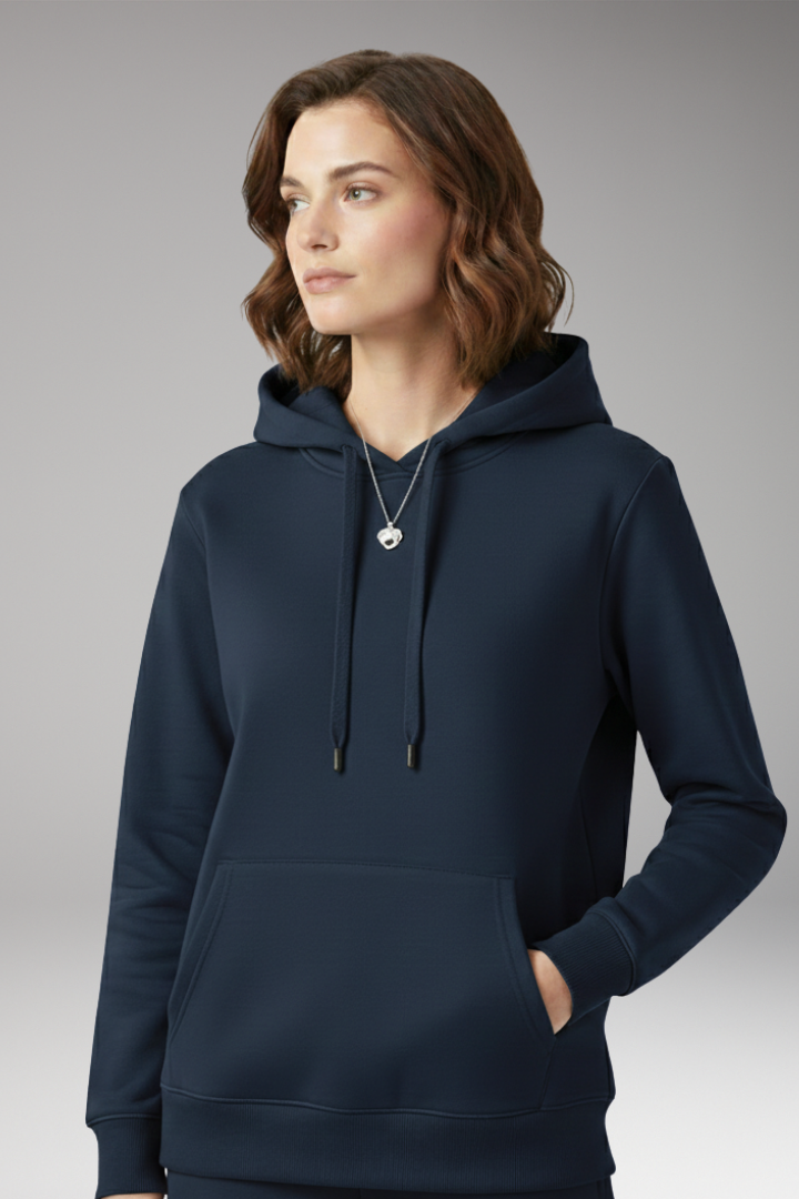 Women's Hoodie with Adjustable Hood and Ribbed Edges