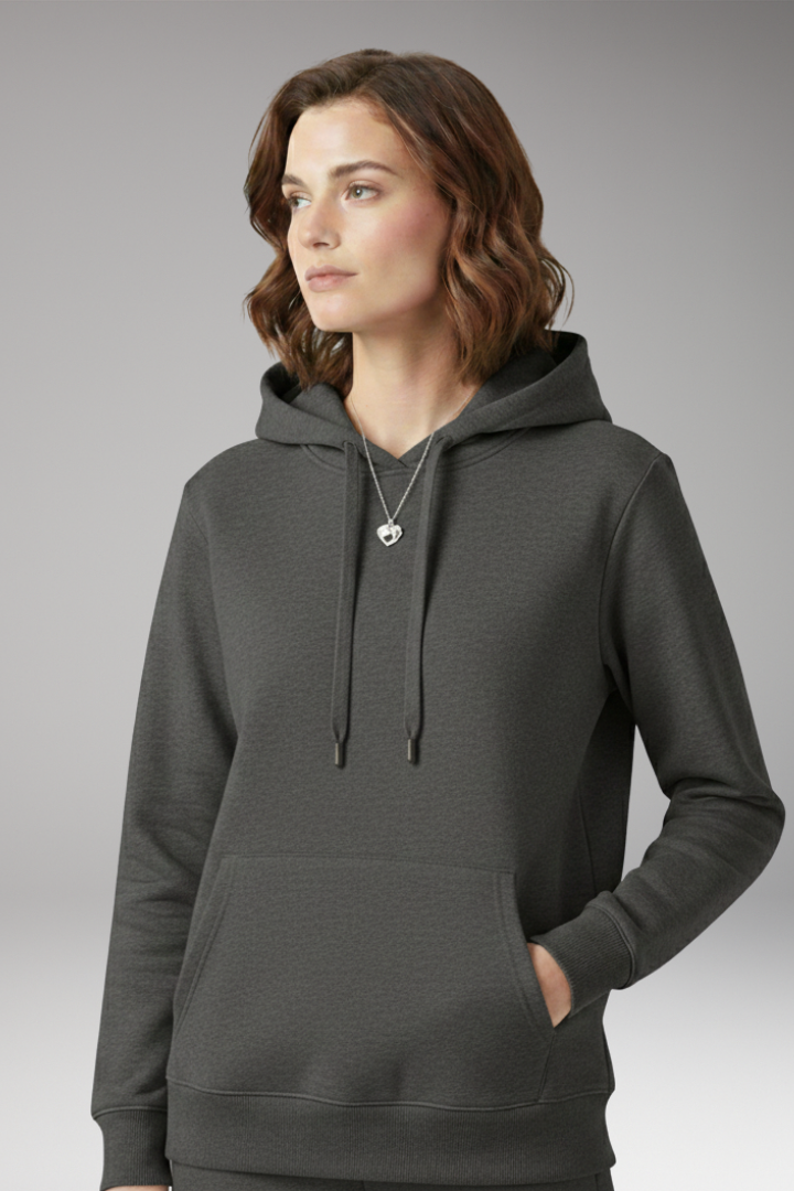 Women's Hoodie with Adjustable Hood and Ribbed Edges