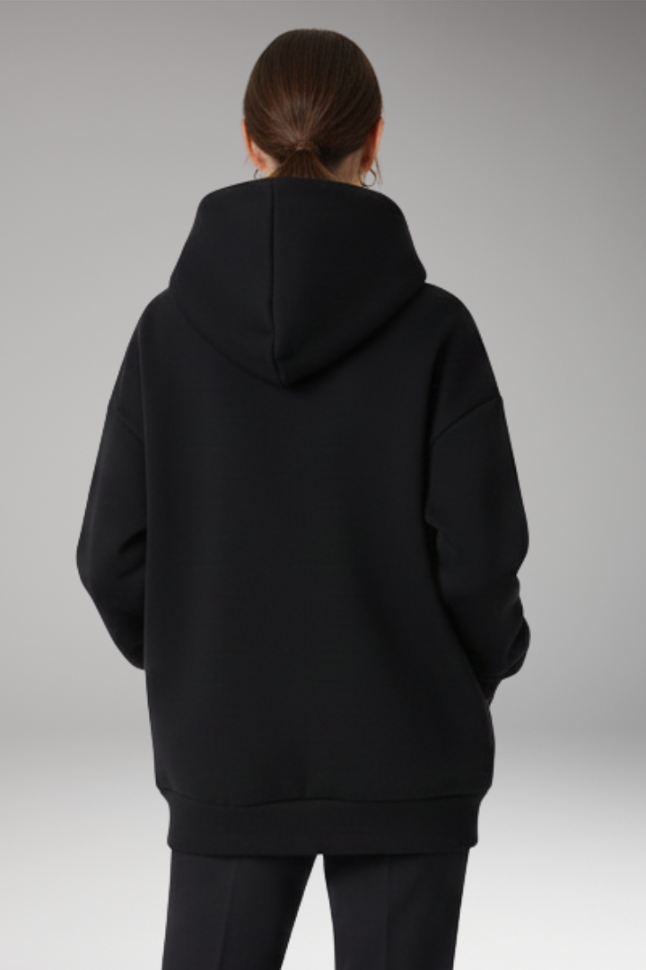 Women's Hoodie with High Neckline and Wide Hood