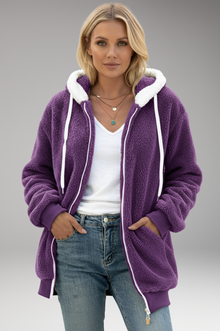Women's Hoodie with Zip Closure and Adjustable Hood