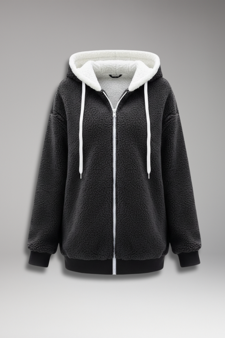 Women's Hoodie with Zip Closure and Adjustable Hood