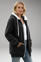 Women's Hoodie with Zip Closure and Adjustable Hood