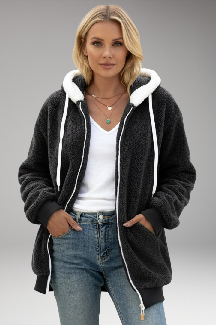Women's Hoodie with Zip Closure and Adjustable Hood