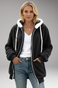 Women's Hoodie with Zip Closure and Adjustable Hood