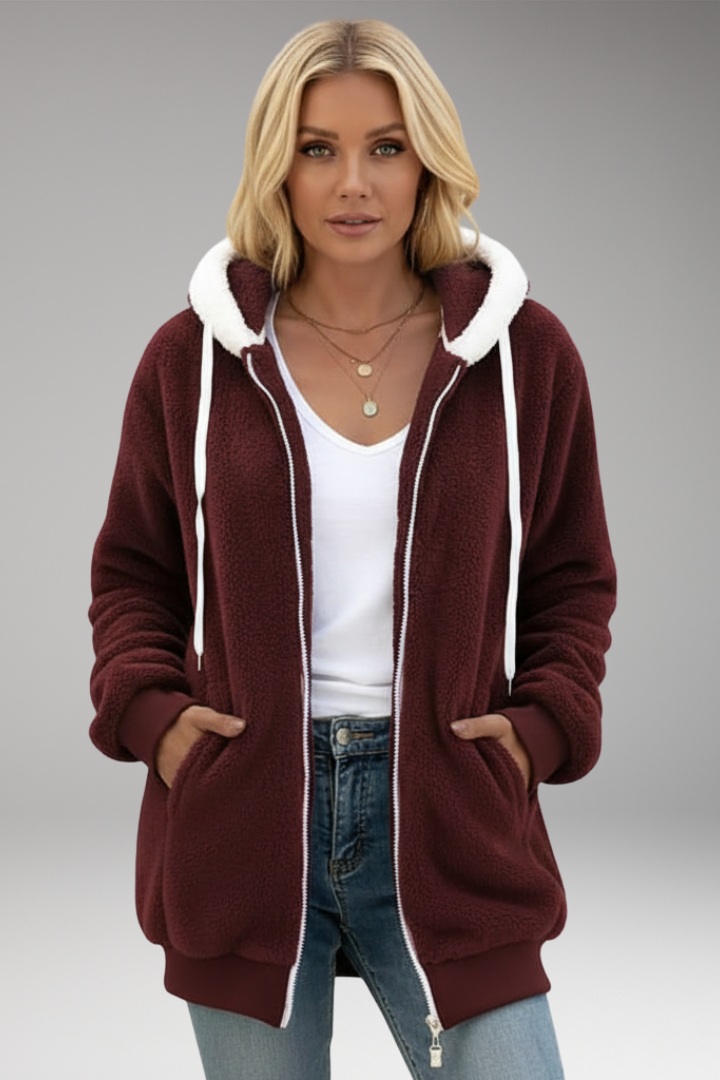 Women's Hoodie with Zip Closure and Adjustable Hood
