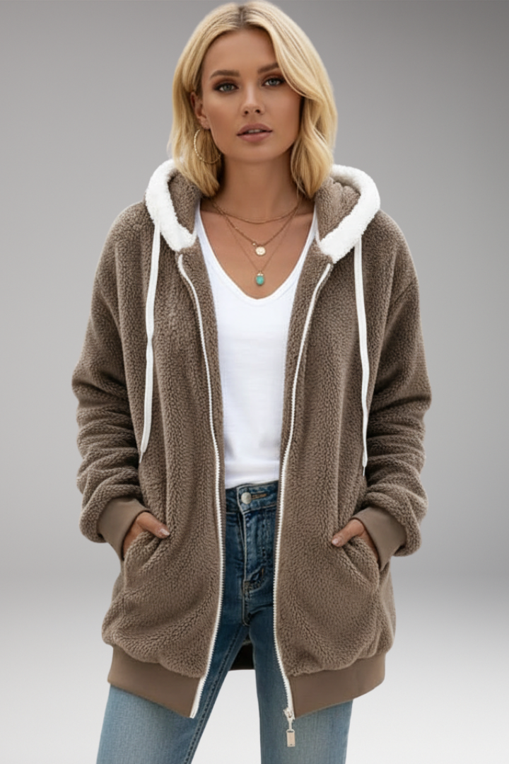 Women's Hoodie with Zip Closure and Adjustable Hood