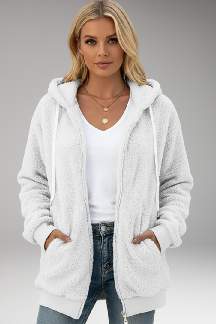 Women's Hoodie with Zip Closure and Adjustable Hood