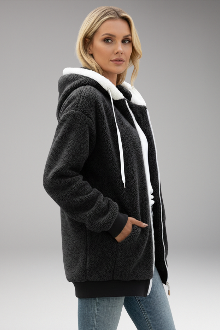 Women's Hoodie with Zip Closure and Adjustable Hood