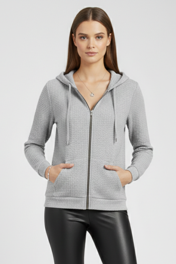 Women's Hoodie with Zipper and Drawstring Hood