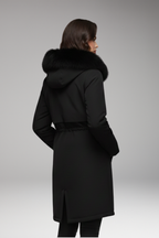 Women's Jacket with Faux-Fur Collar and Adjustable Waist