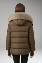 Women's Jacket with Faux Fur Collar and Ribbed Cuffs