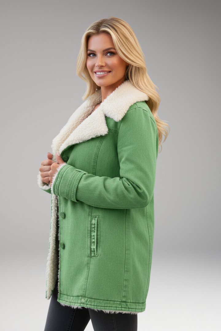 Women's Jacket with High Collar and Front Zipper