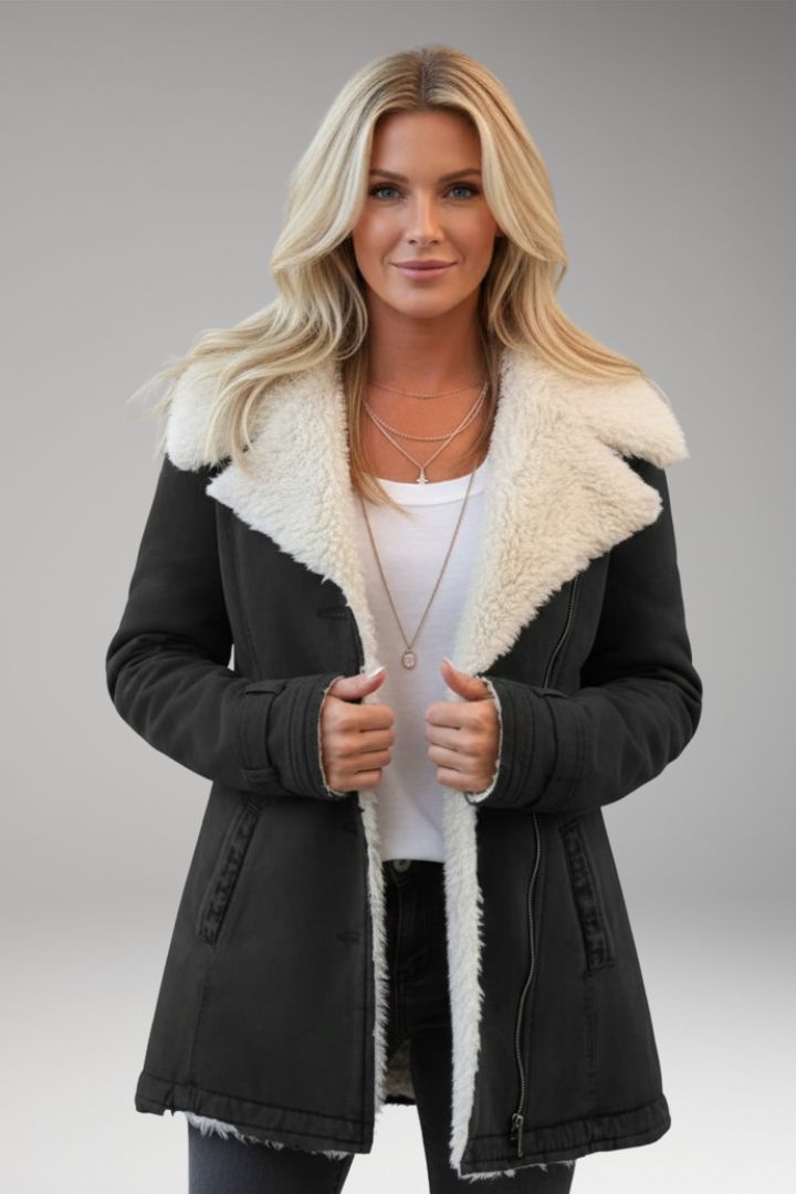 Women's Jacket with High Collar and Front Zipper
