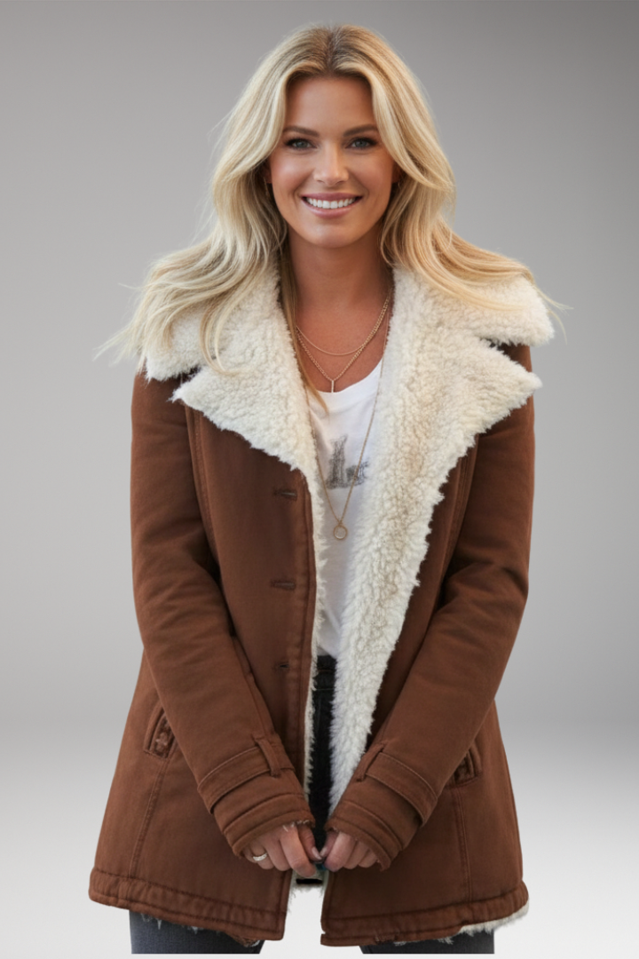 Women's Jacket with High Collar and Front Zipper