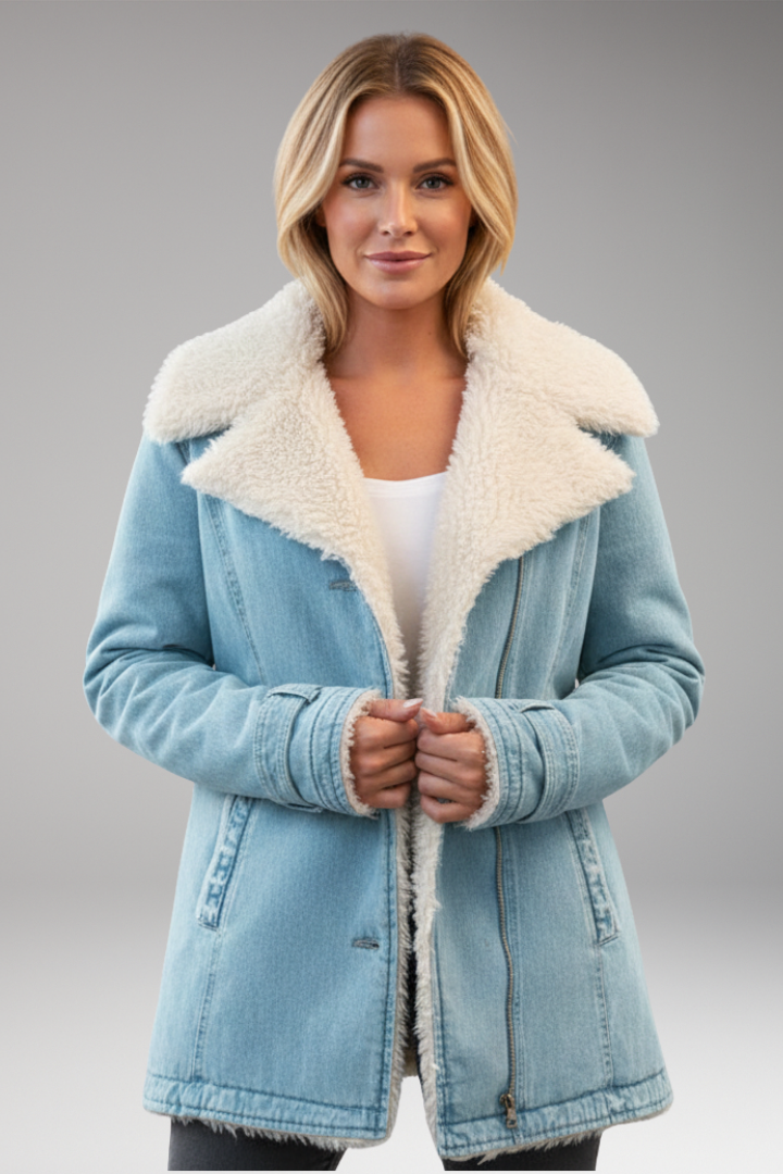 Women's Jacket with High Collar and Front Zipper