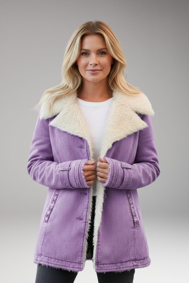 Women's Jacket with High Collar and Front Zipper