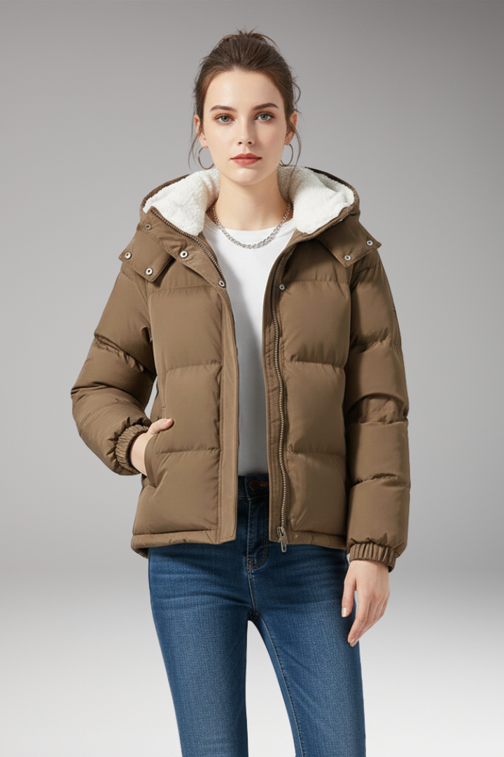 Women's Jacket with Hood and Fleece Lining