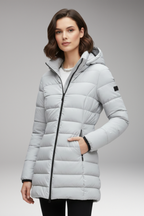 Women's Jacket with Hood and Quilted Surface