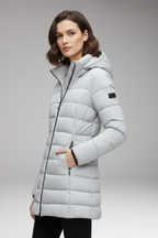 Women's Jacket with Hood and Quilted Surface