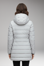 Women's Jacket with Hood and Quilted Surface
