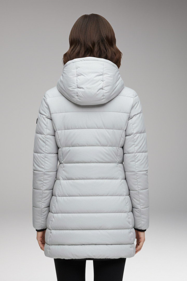 Women's Jacket with Hood and Quilted Surface