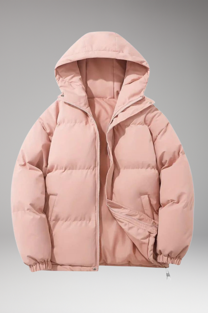 Women's Jacket with Hood and Stitched Surface