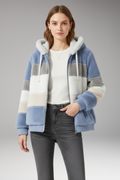 Women's Jacket with Hood and Striped Surface