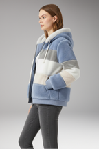 Women's Jacket with Hood and Striped Surface