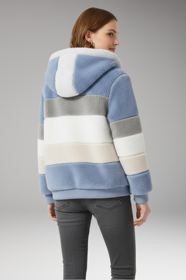 Women's Jacket with Hood and Striped Surface