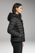 Women's Jacket with Hood and Textured Surface