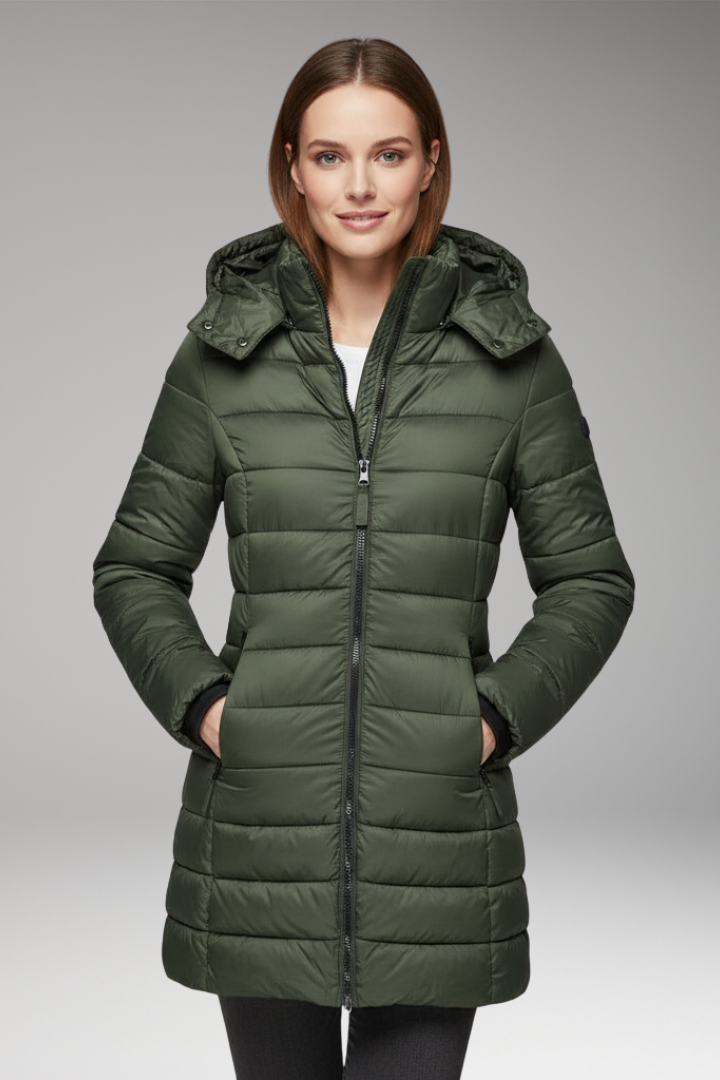 Women's Jacket with Hood and Zipper Closure