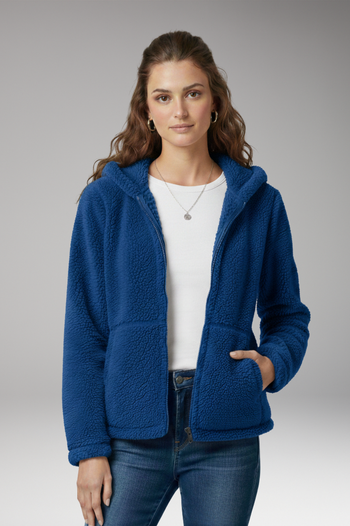 Women's Jacket with Hooded Neckline and Long Sleeves