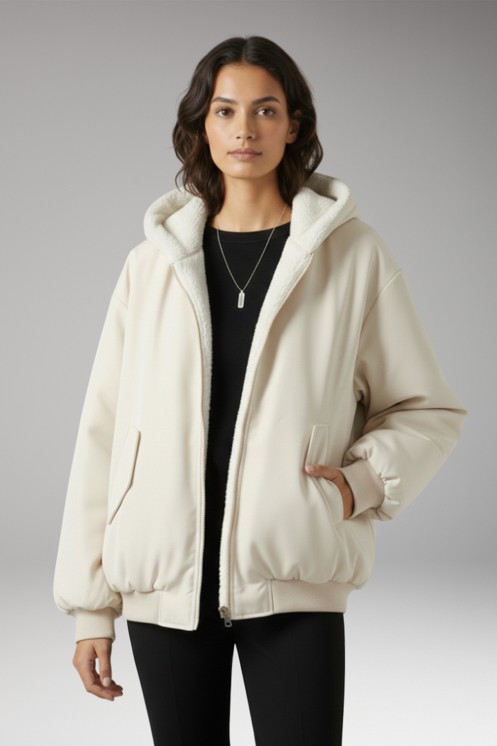 Women's Jacket with Lined Hood and Zip Closure